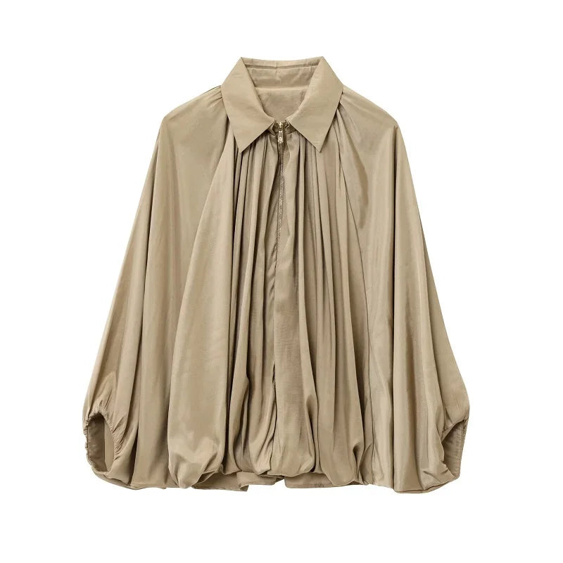 AY-Elegant Pleated Balloon Blouse