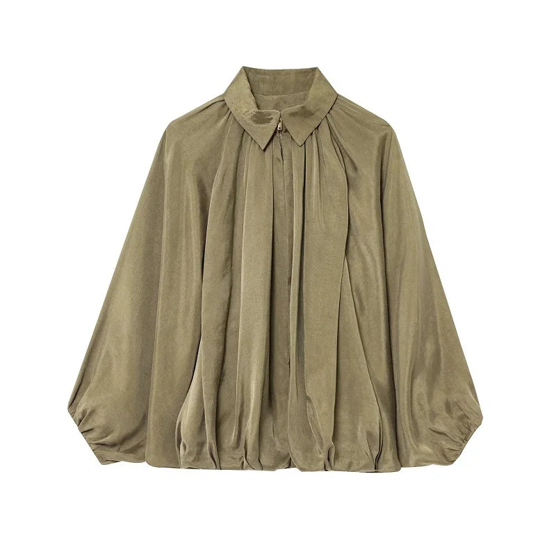 AY-Elegant Pleated Balloon Blouse