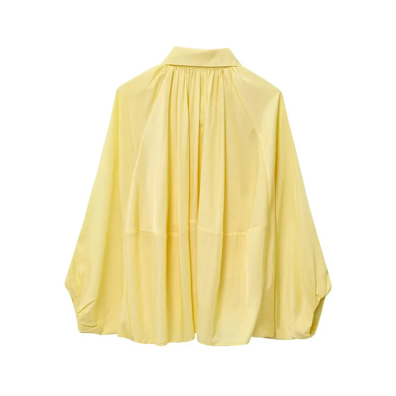AY-Elegant Pleated Balloon Blouse