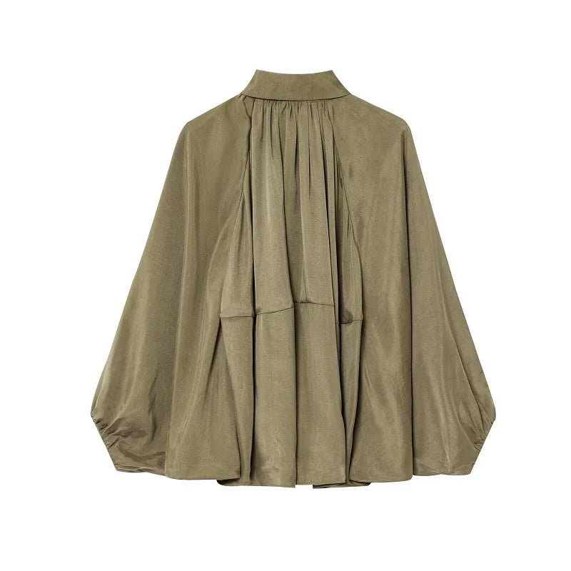 AY-Elegant Pleated Balloon Blouse