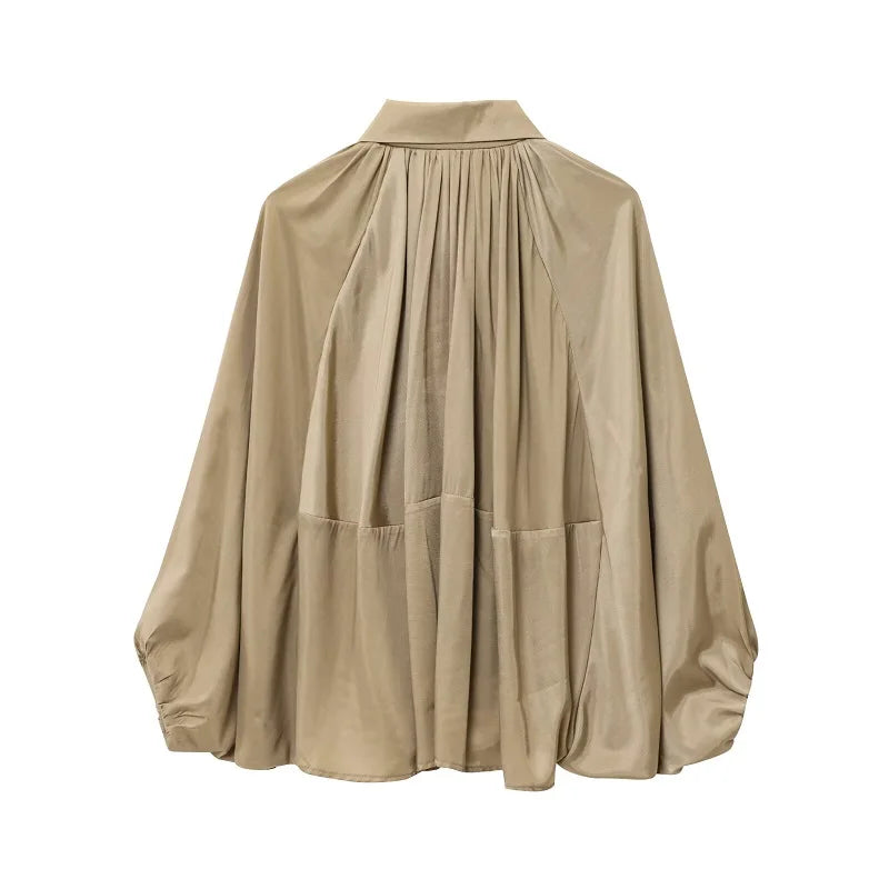 AY-Elegant Pleated Balloon Blouse