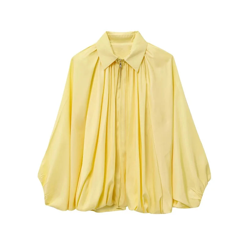 AY-Elegant Pleated Balloon Blouse